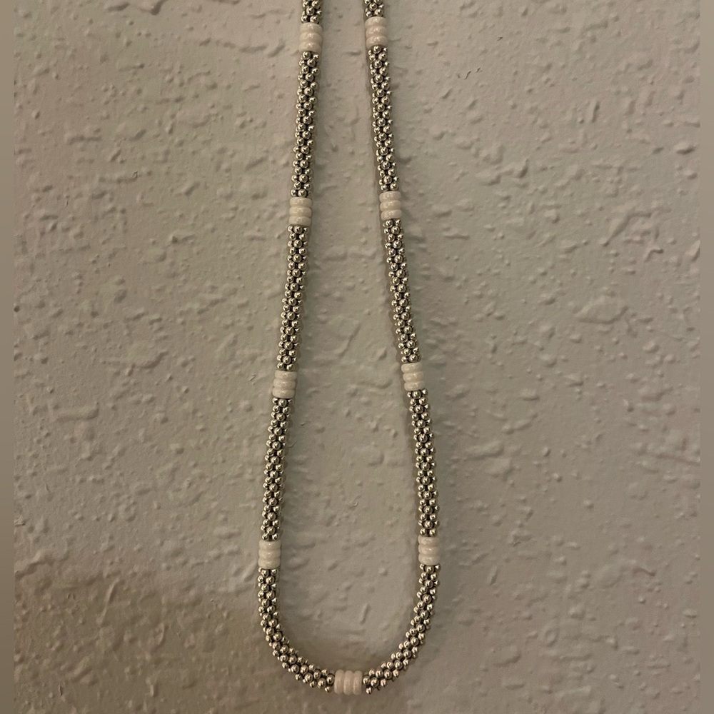 LAGOS White and Silver Beaded Rope Necklace